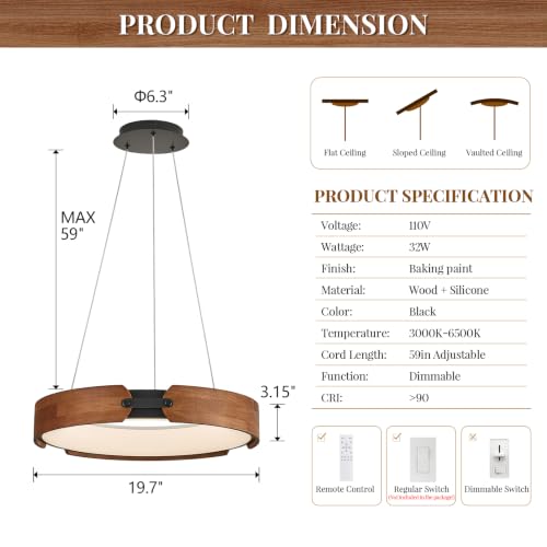 Modern LED Wood Chandelier