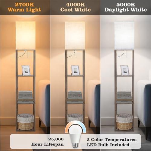 Floor Lamp with Shelves