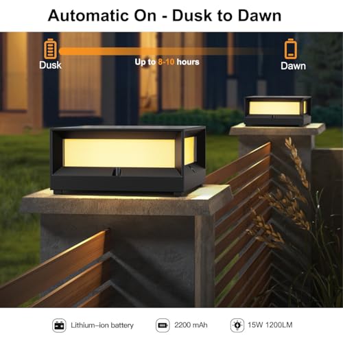Solar Post Lights Outdoor with Remote