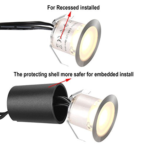 10 Pack Recessed LED Deck Light Kits with Protecting Shell (10 Count)