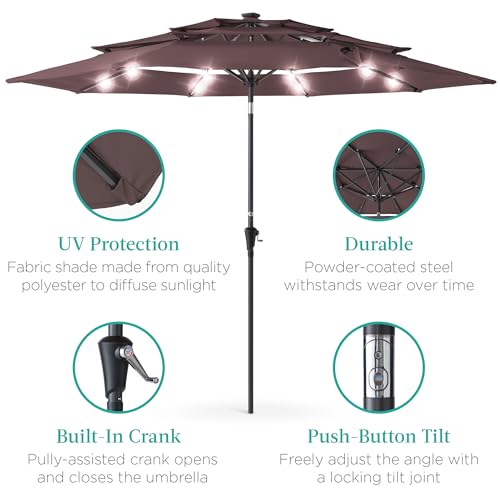 10ft 3 Tier Solar Patio Umbrella