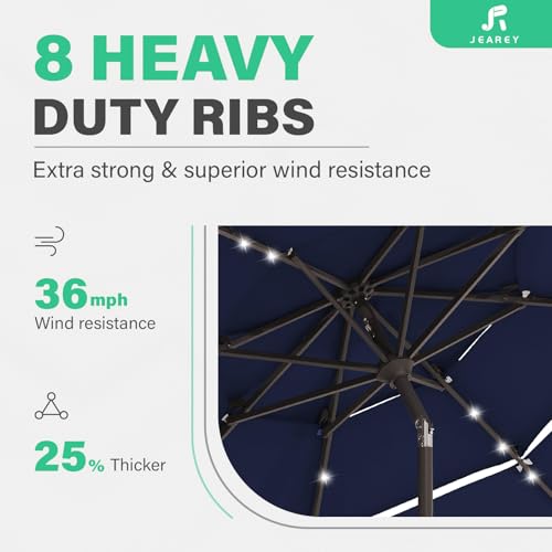 9 ft 3 Tier Outdoor LED Lighted Patio Umbrella w