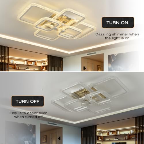 White 6 Square Acrylic LED Flush Mount Ceiling Light