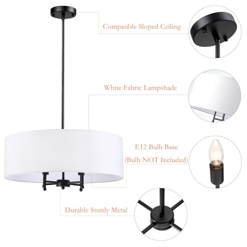 20" Black Drum Chandelier