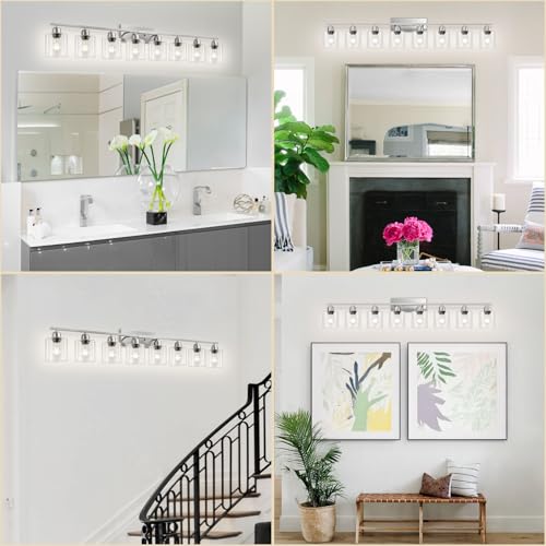 Modern Brushed Nickel 8 Light Bathroom Light Fixtures