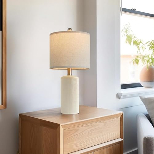 20.25'' Ceramic Table lamps Set of 2 Small Farmhouse Bedside Lamp White (2 Count)