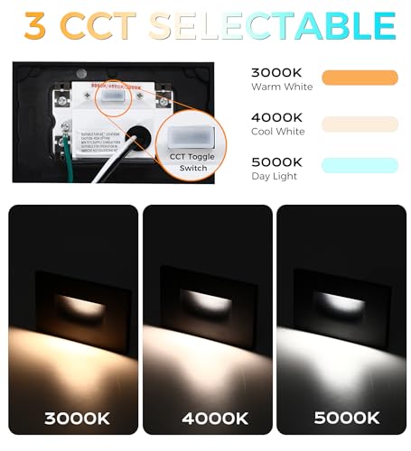 Dimmable Upgraded 3 Color 120V LED Indoor Outdoor Step Light (6 Count)
