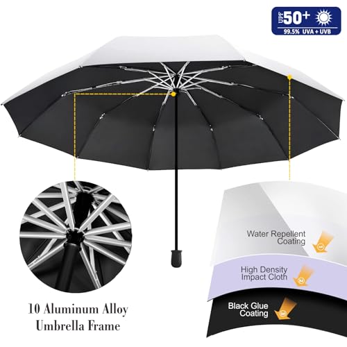 UPF 50+ UV Protection Beach Umbrella with Adjustable Universal Clamp