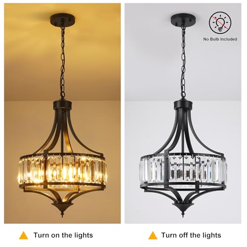 16" Modern Black Crystal Chandelier