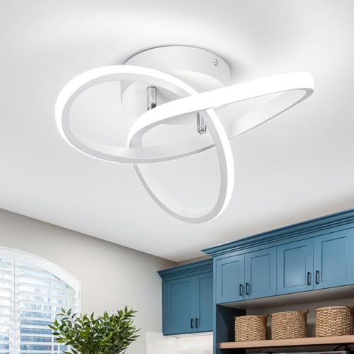 Hallway Light Fixtures 6000K Cool White Modern Led Ceiling Light Fixtures Close to Ceiling Light for Hallway Kitchen Bedroom Bathroom Curved Design Ceiling Lamps