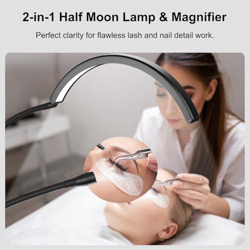 Half Moon Desk Lash Light with 4X Magnifier