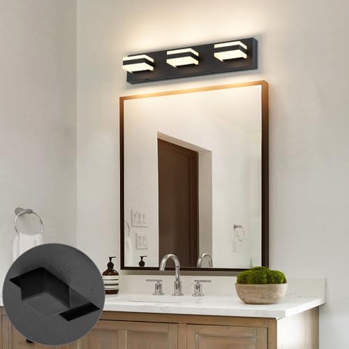 5 Color Temperature Adjustable Black 3 Lights Bathroom Vanity Fixtures
