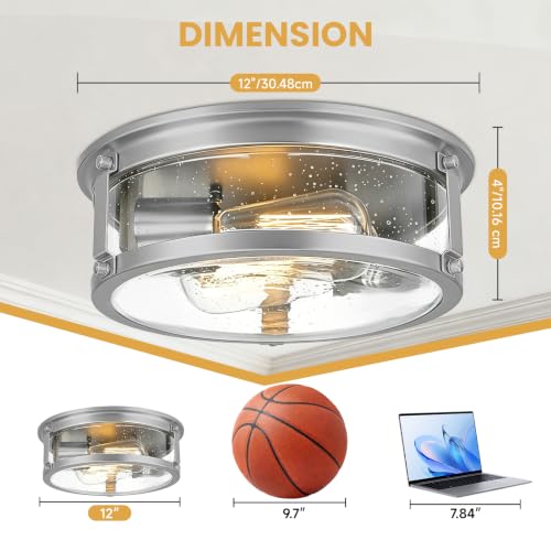 2 Light Brushed Nickel Flush Mount Ceiling Light Fixtures (Brushed Nickel)