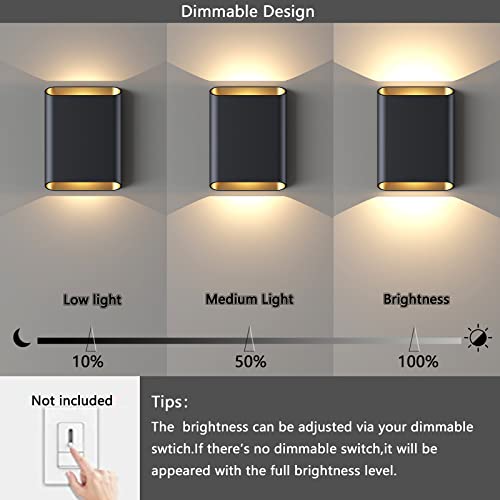 LED Wall Lights Outdoor Wall Sconces Dimmable 15.5W