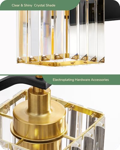 Black Gold Bathroom Vanity Light Fixtures with Crystal Shade