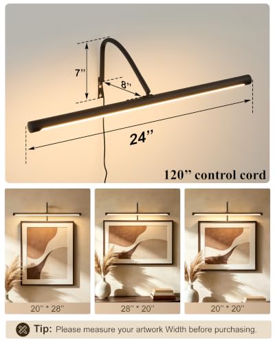 Plug in Picture Light for Wall (Black / 24 Inch)