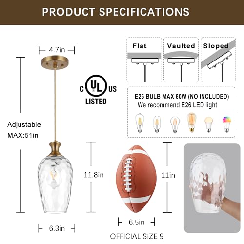 Glass Pendant Lights Kitchen Island (2 Count)