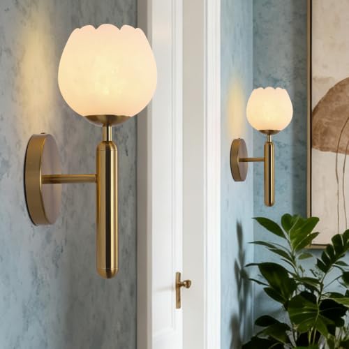 Alabaster Wall Sconces Bathroom Vanity Light Gold 12.6" 1 Pack
