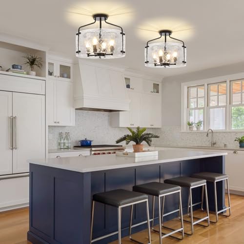 Black Semi Flush Mount Ceiling Lights Modern Entryway Hallway Light Fixture