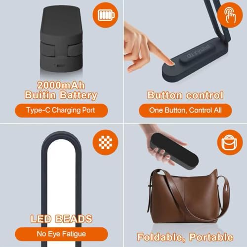 LED Desk Lamp for Office Home & Battery Operated Lamp Rechargeable Lamp Foldable & Portable Light
