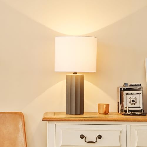 61000061 20" Ribbed Ceramic Table Lamp
