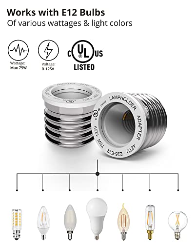 UL Listed E26 to E12 Adapter (6 Count)