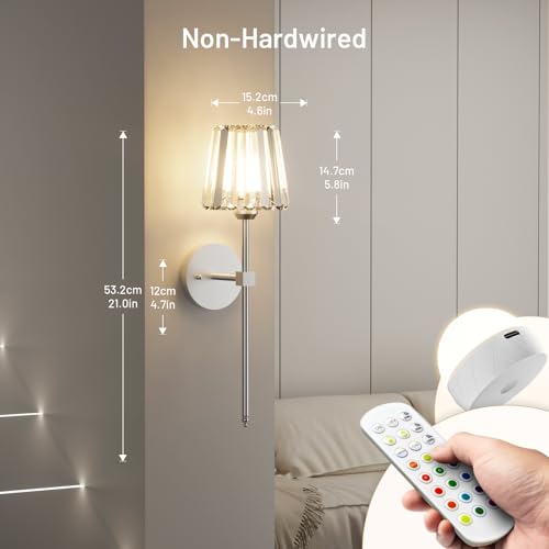 Crystal Battery Operated Wall Sconces Set of 2 (2 Count)