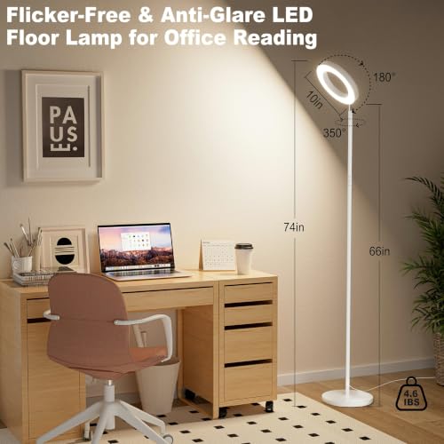 Smart RGB LED Floor Lamp with Remote (White-Single Sided)