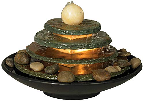 Pyramid 10" High Feng Shui Ball Lighted Table Indoor Small Fountain