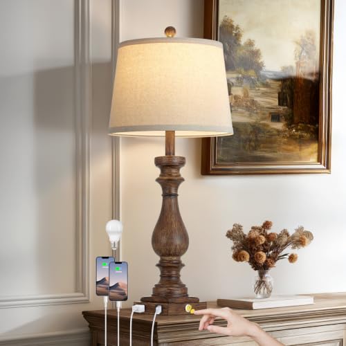 29" Tall Farmhouse Table Lamp for Living Room (Brown-1PK)