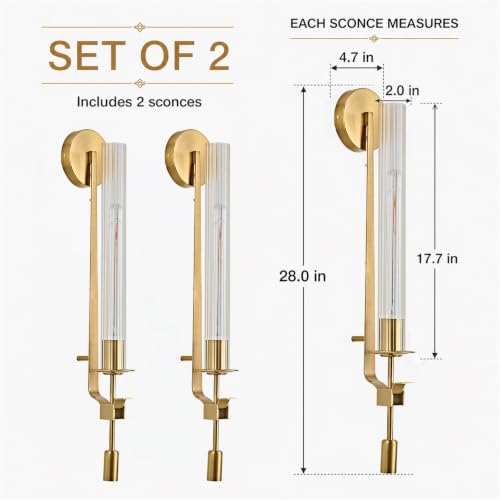 Gold Wall Sconces Set of 2 (2 Count)
