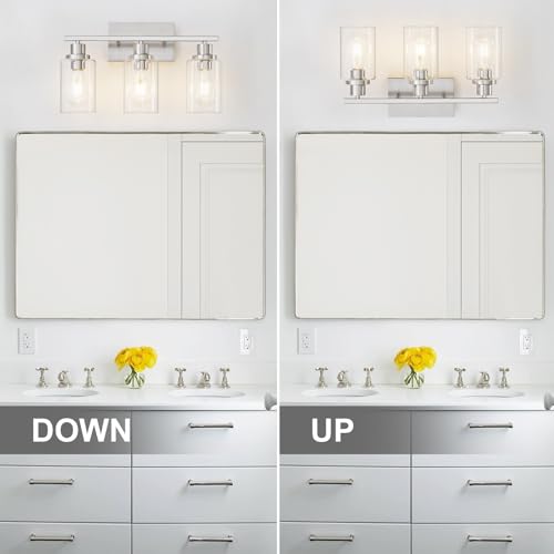 3 Light Bathroom Light Fixtures Brushed Nickel Vanity Light Over Mirror Modern Farmhouse Wall Lighting Sconces Wall Lamp for Bathroom