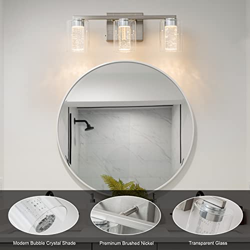 3 Light Brushed Nickel Vanity Light with 3 Color Modes