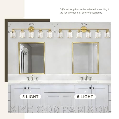 Modern Gold Crystal Bathroom Light Fixtures