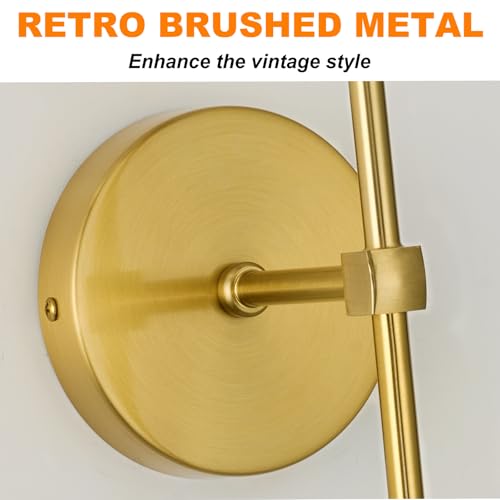 Hardwired Wall Sconces Set of 2 Candle Gold Wall Light for Bedroom Living Room Vanity Hallway Farmhouse Wired Bathroom Sconce (2 Count)