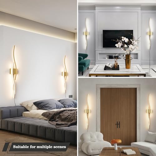 Modern Gold Plug in Wall Sconces Set of Two (2 Count)