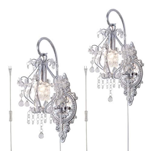 Plug in Cord Gold Silver Vintage Indoor Wall Sconces Light Set of 2 (2 Count)