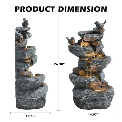 Outdoor 5 Tiers Cascading Rock Water Fountain