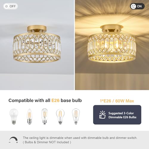 Crystal Gold Ceiling Light