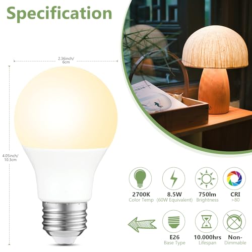 16 Pack A19 LED Light Bulbs 60W Equivalent (4 Count)