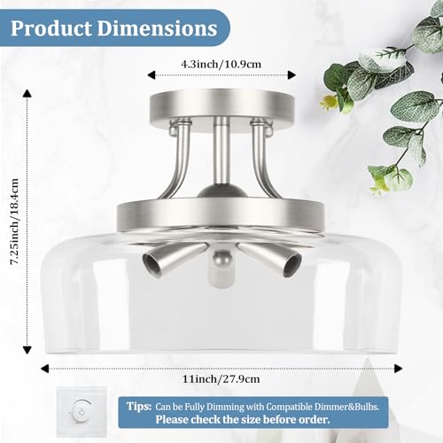 3 Light Semi Flush Mount Light Fixture