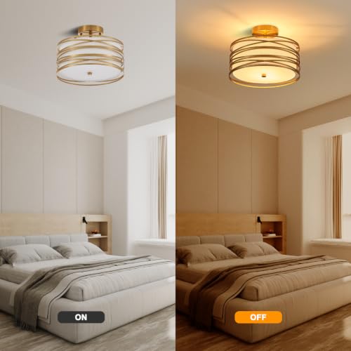 12.2" Gold Semi Flush Mount Ceiling Light