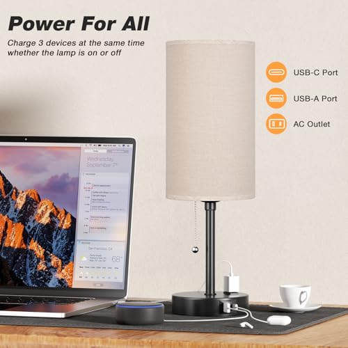 17in Bedside Table Lamp for Bedroom