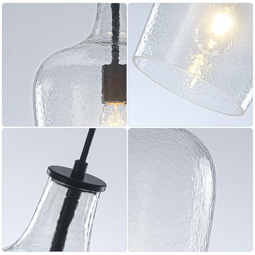 2 Pack 9.3" Glass Pendant Lighting for Kitchen Island (2 Count)