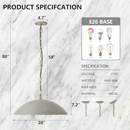 20" Modern Large Pendant Light