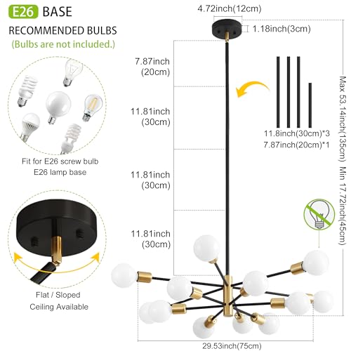 Chandeliers for Dining Room Black Gold 12