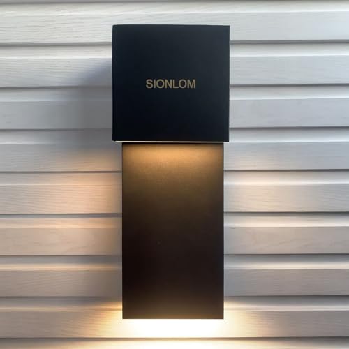 Modern LED Outdoor Wall Sconce 3000K 18W IP65 Waterproof Integrated LED Outdoor Wall Lights Anti Rust Black Porch Lights Exterior Lighting Outside Lights Fixture for Garage