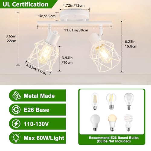 2 Lights White Kitchen Track Lighting