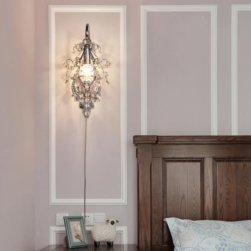 Plug in Cord Gold Silver Vintage Indoor Wall Sconces Light Set of 2 (2 Count)
