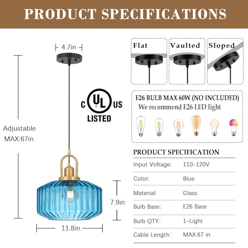 11.8in Mid Century Modern Pendant Light